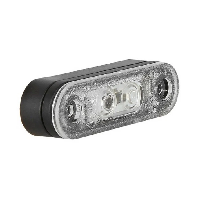 LED габарит - флаш с 2 СМД диода, двойна черна основа бял, 12-24V