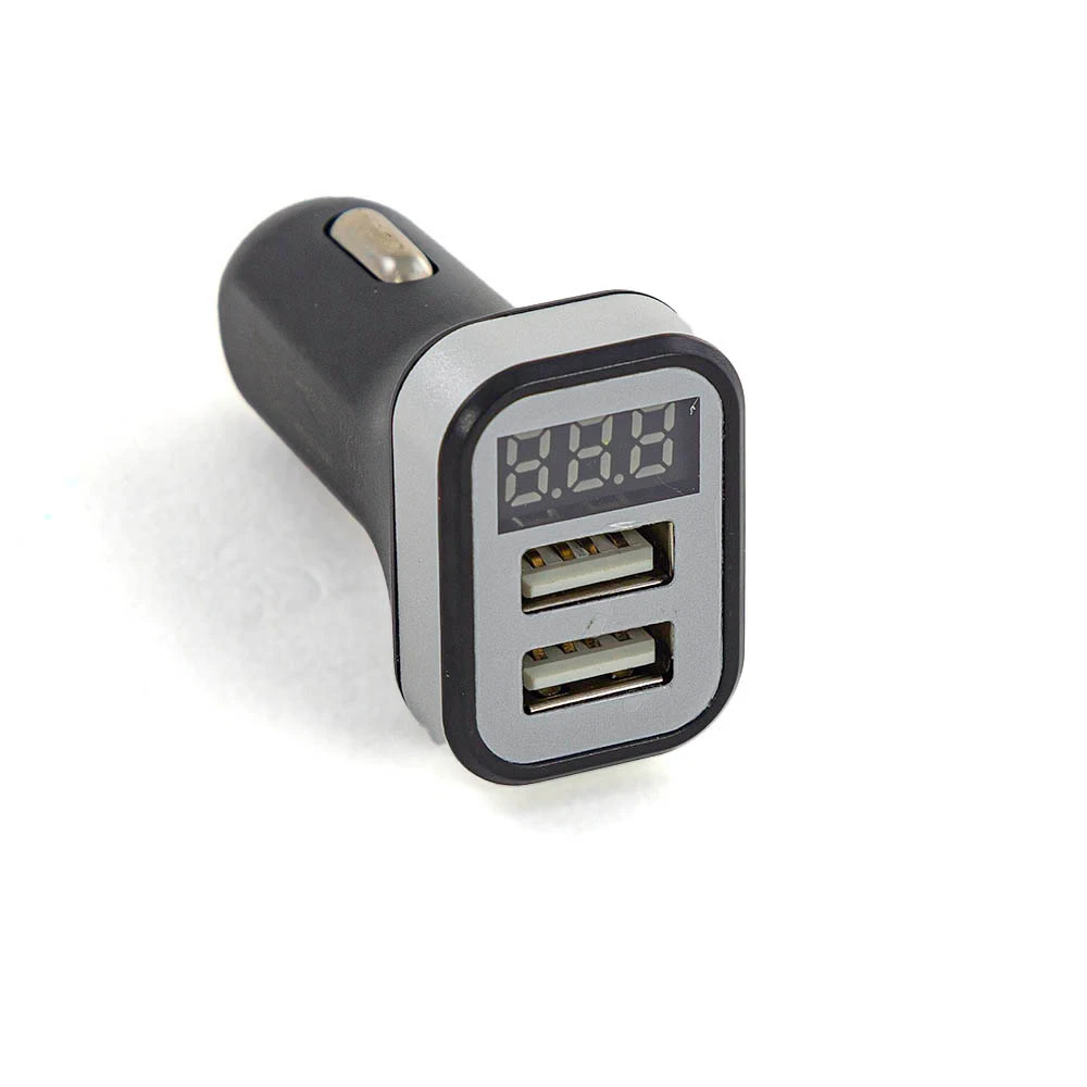 USB зарядно за запалка с 2 порта + волтметър, 12-24V - Черно IDC737R
