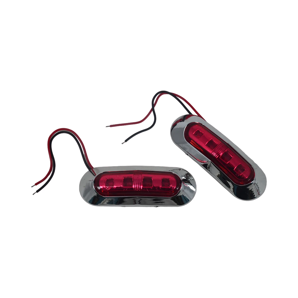 Червен хромиран диоден габарит с 4 диода, 12/24V