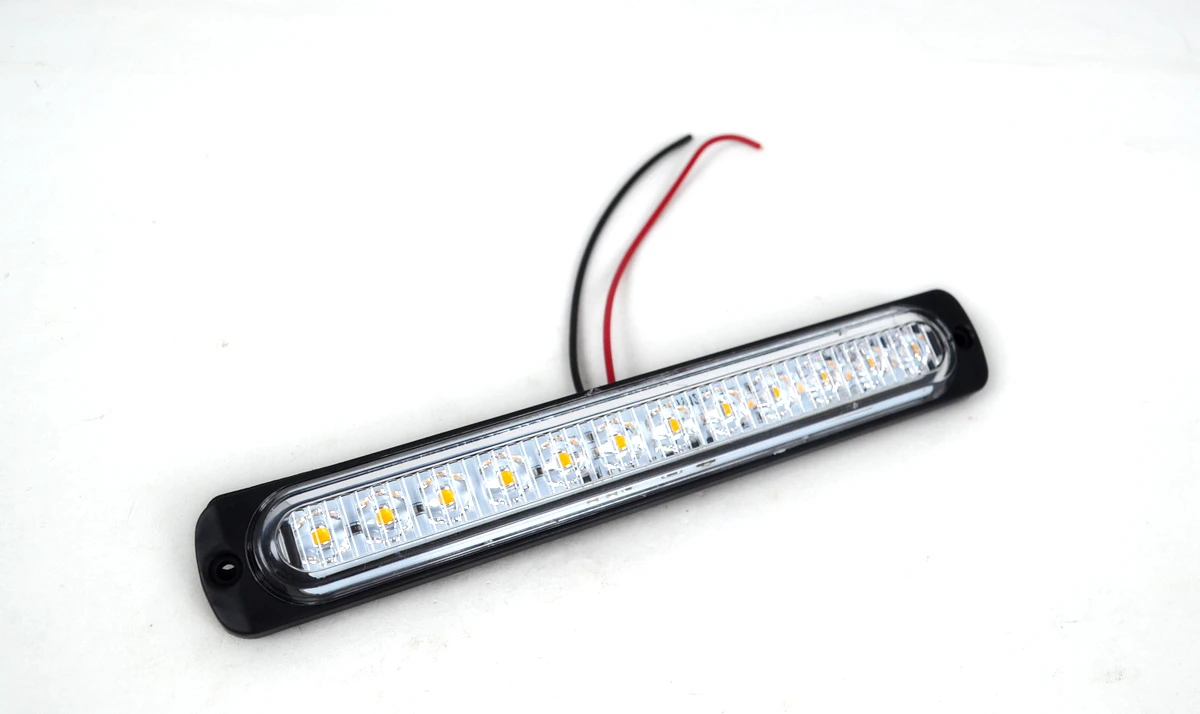 LED блиц 12 диода, флаш светлина прозрачно стъкло, 12/24V, Жълт