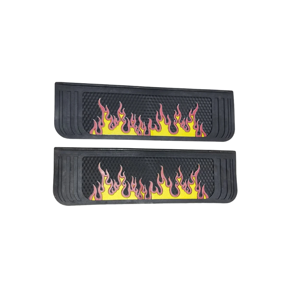 Универсални черни релефни калобрани 18 х 60 см, предни с пламъци