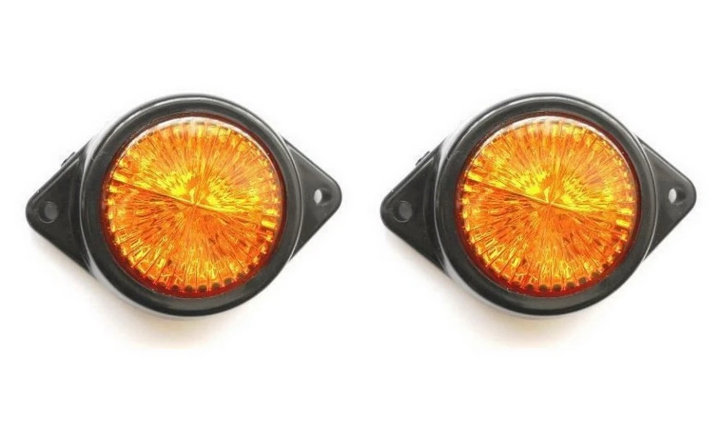 Кръгъл жълт LED габарит, с 4 диода, 12V
