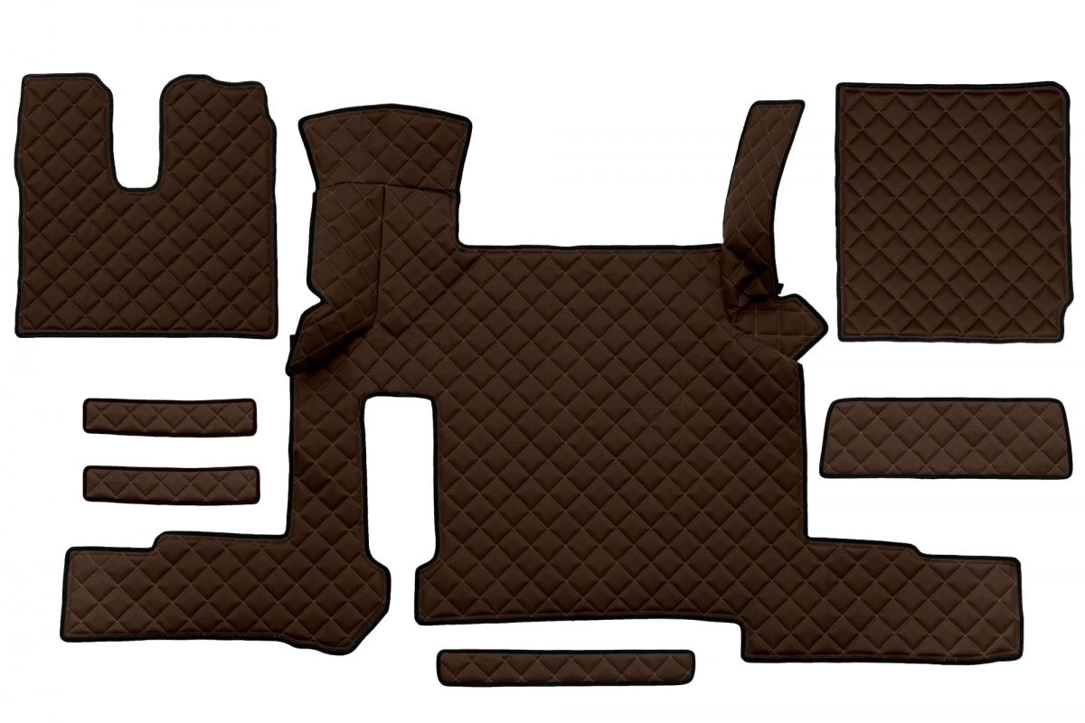 Кафяви кожени стелки за MAN TGX автоматик и 2 чекмеджета (2018-), антихлъзгаща кожа