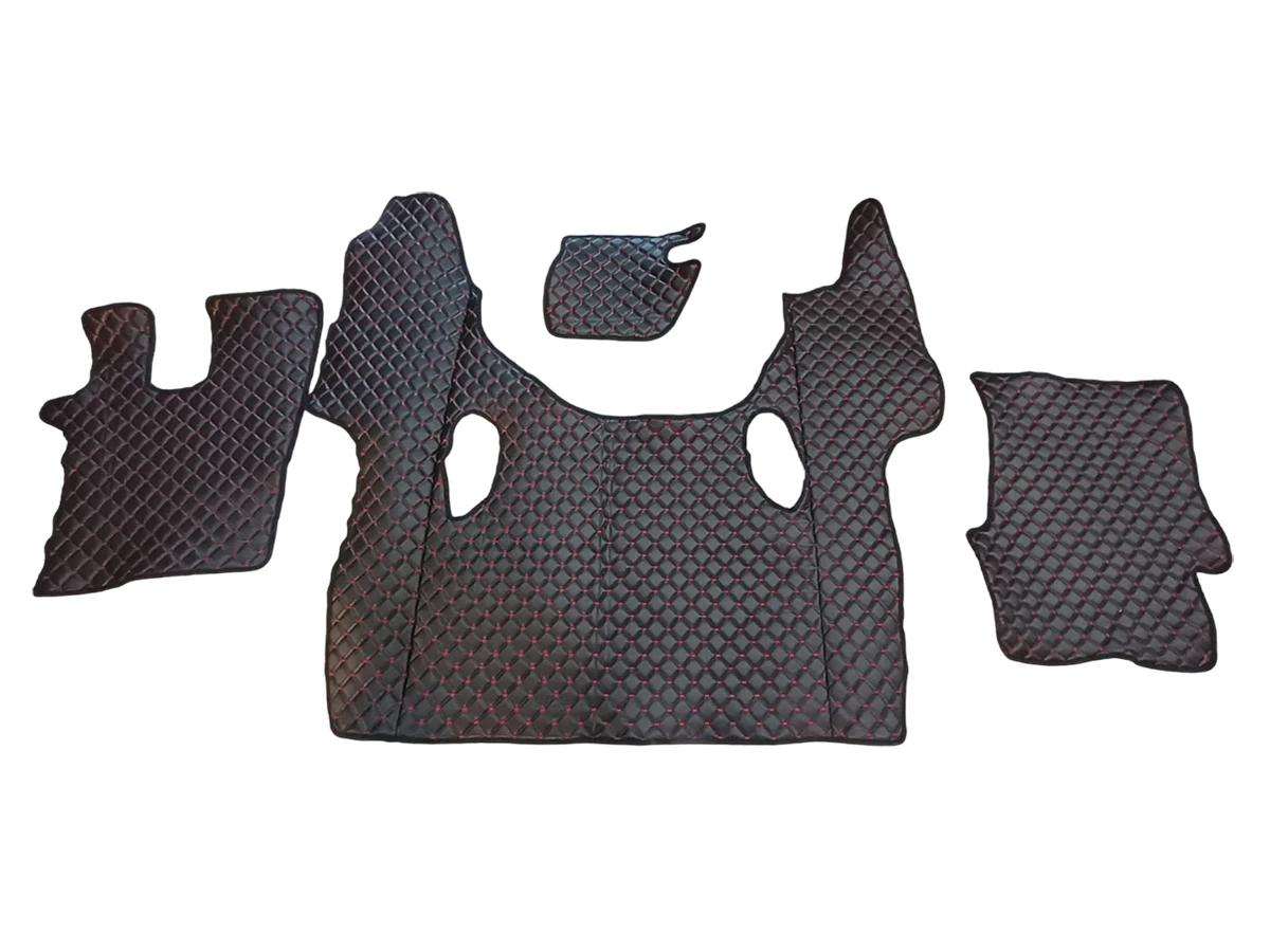 Кожени стелки за SCANIA G NEXTGEN 2017+, автоматични скорости, черни с червен шев