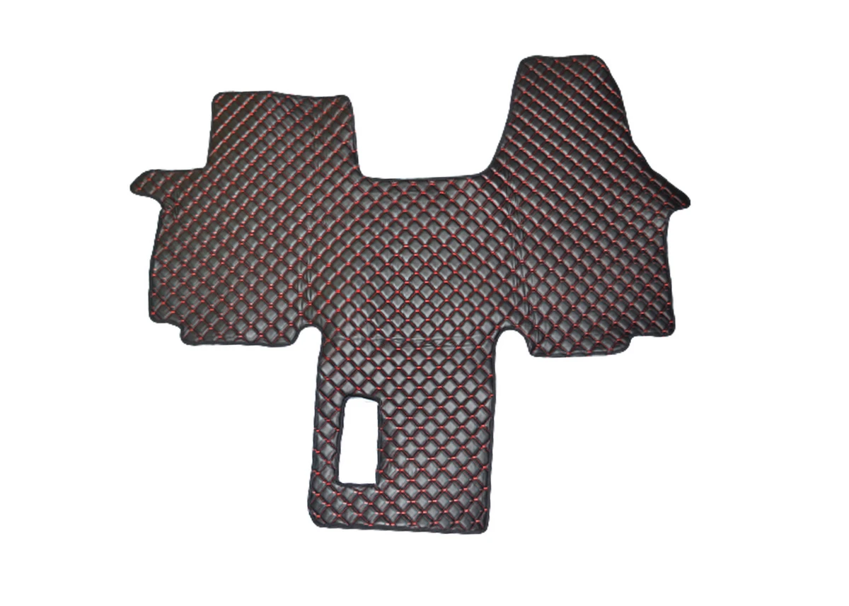 Черни кожени стелки с червен шев за OPEL VIVARO I, 2001/2014г