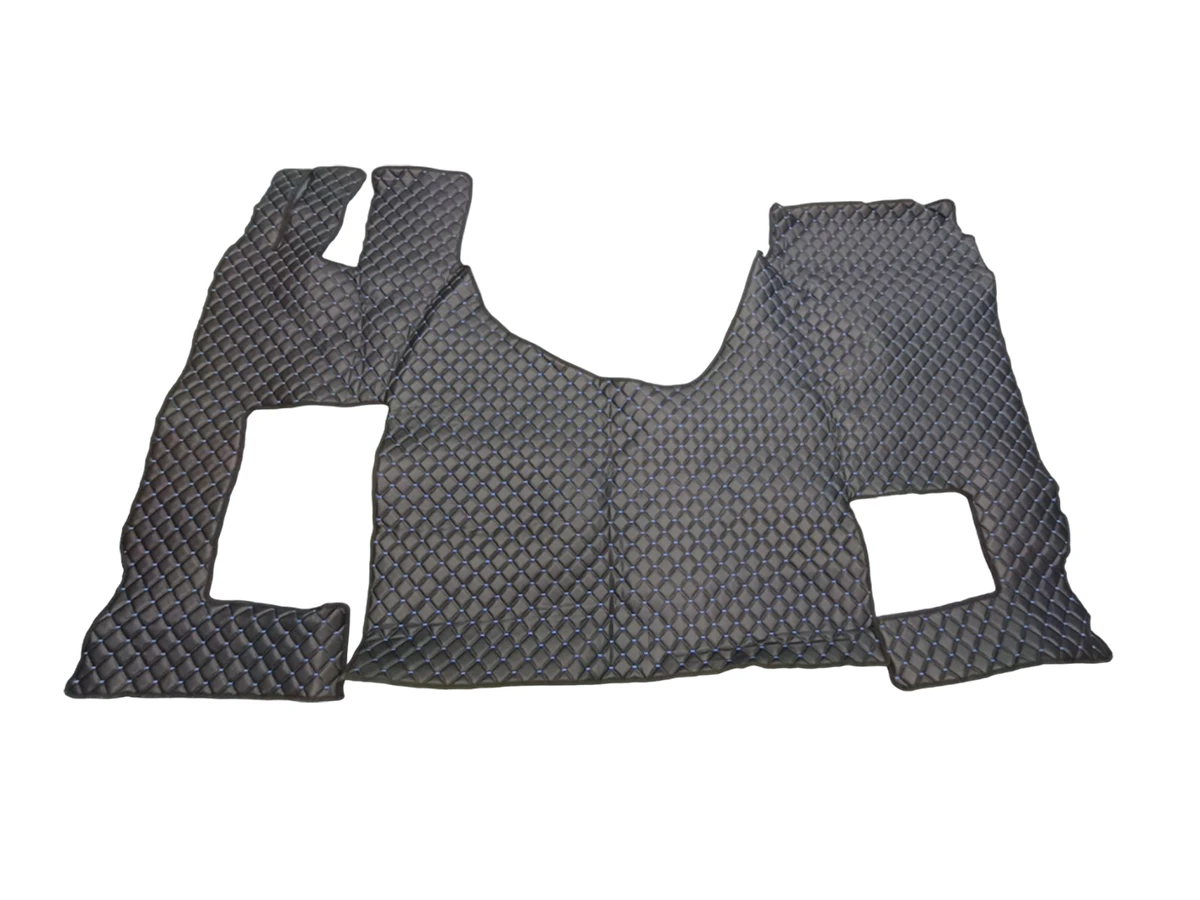 Kожени стелки за Mercedes Actros Giga Space MP4/MP5 със сгъваема седалка, черни със син шев