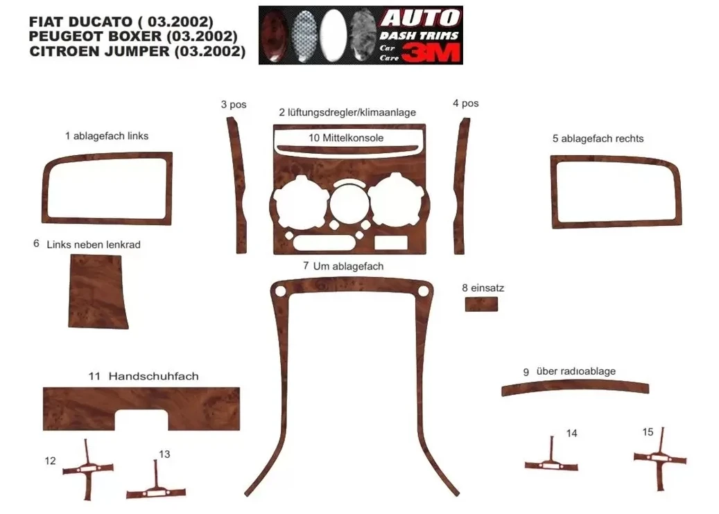 Силиконов стикер Махагон за Fiat Ducato/Citroen Jumper/Peugeot Boxer 2002-2006,12 части