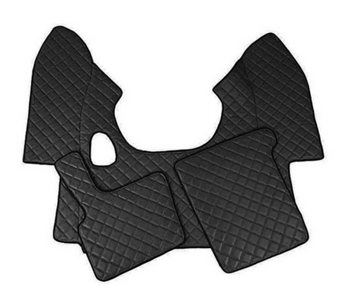 Кожени стелки за DAF XF 95, с ръчни скорости - черни с червен шев