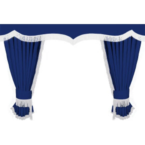 Луксозни завеси за предно стъкло и чело – синьо с бели ресни