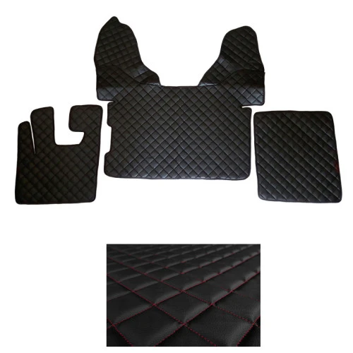 Кожени стелки за DAF 105, Черни с червен шев , “anti-slip leather”