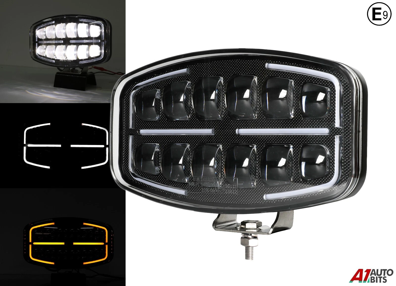 LED халоген тип Hella, с бяла и жълта DRL светлина, 12 диода - 77W