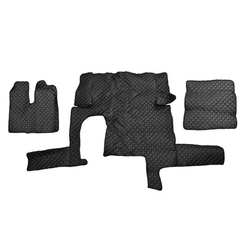 Кожени стелки за MAN TGX AUTOMAT, с едно чекмедже, черни с бял шев, до 2018