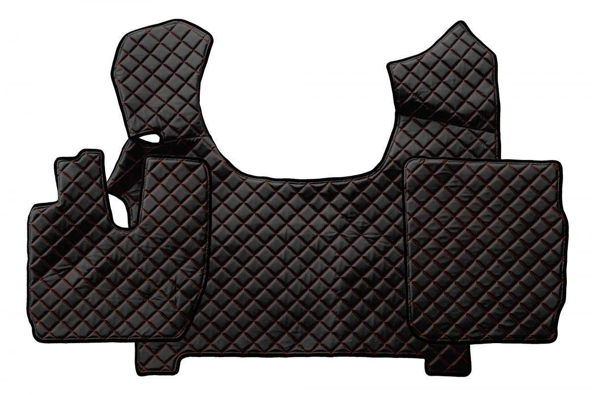 Кожени стелки за IVECO S-WAY, черни с червен шев FL64-full-coverage-floor-mats-quilted-eco-leather-iveco-stralis-s-way-(032019-032021)-automat-0